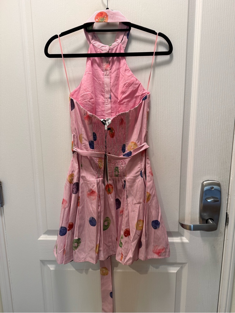 En Saison Pink Fruit Print Tie Waist Dress Size S NWT Summer Festival 🍒 - Picture 6 of 7